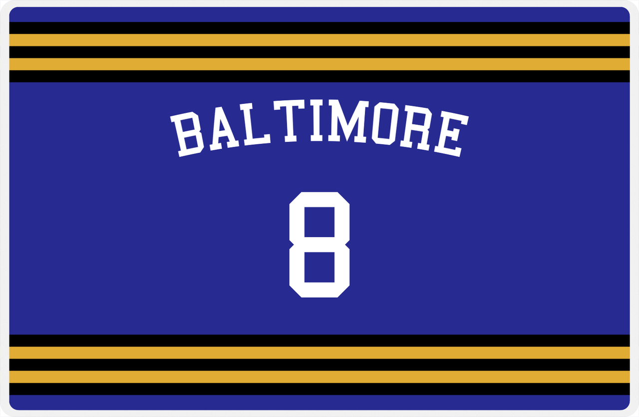 Personalized Jersey Number Placemat - Arched Name - Baltimore - Double Stripe -  View
