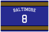 Thumbnail for Personalized Jersey Number Placemat - Arched Name - Baltimore - Double Stripe -  View