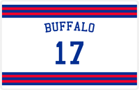 Thumbnail for Personalized Jersey Number Placemat - Arched Name - Buffalo - Double Stripe -  View
