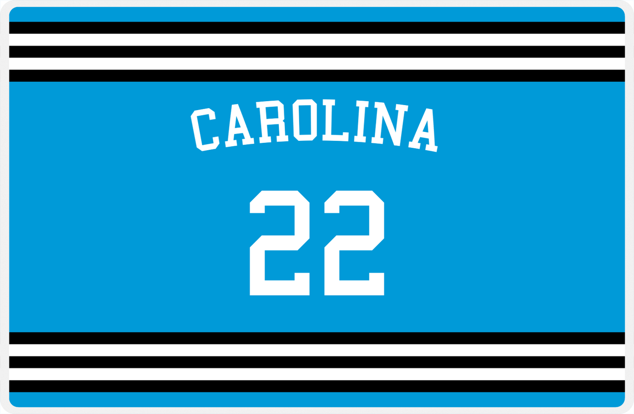 Personalized Jersey Number Placemat - Arched Name - Carolina - Double Stripe -  View