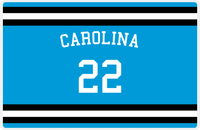 Thumbnail for Personalized Jersey Number Placemat - Arched Name - Carolina - Single Stripe -  View