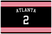Thumbnail for Personalized Jersey Number Placemat - Arched Name - Atlanta - Triple Stripe -  View