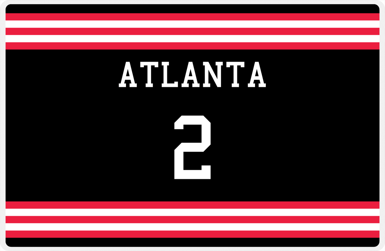 Personalized Jersey Number Placemat - Atlanta - Double Stripe -  View