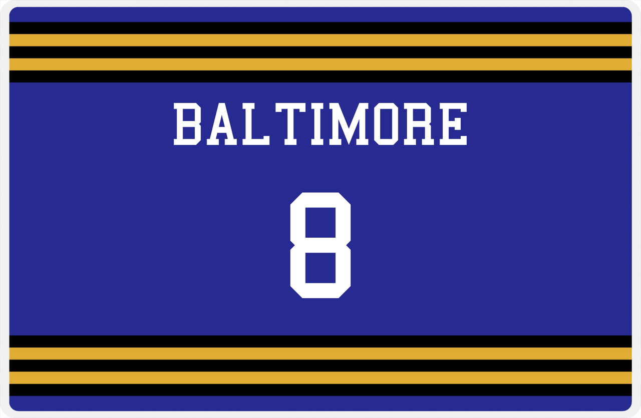Personalized Jersey Number Placemat - Baltimore - Double Stripe -  View