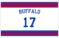 Thumbnail for Personalized Jersey Number Placemat - Arched Name - Buffalo - Triple Stripe -  View