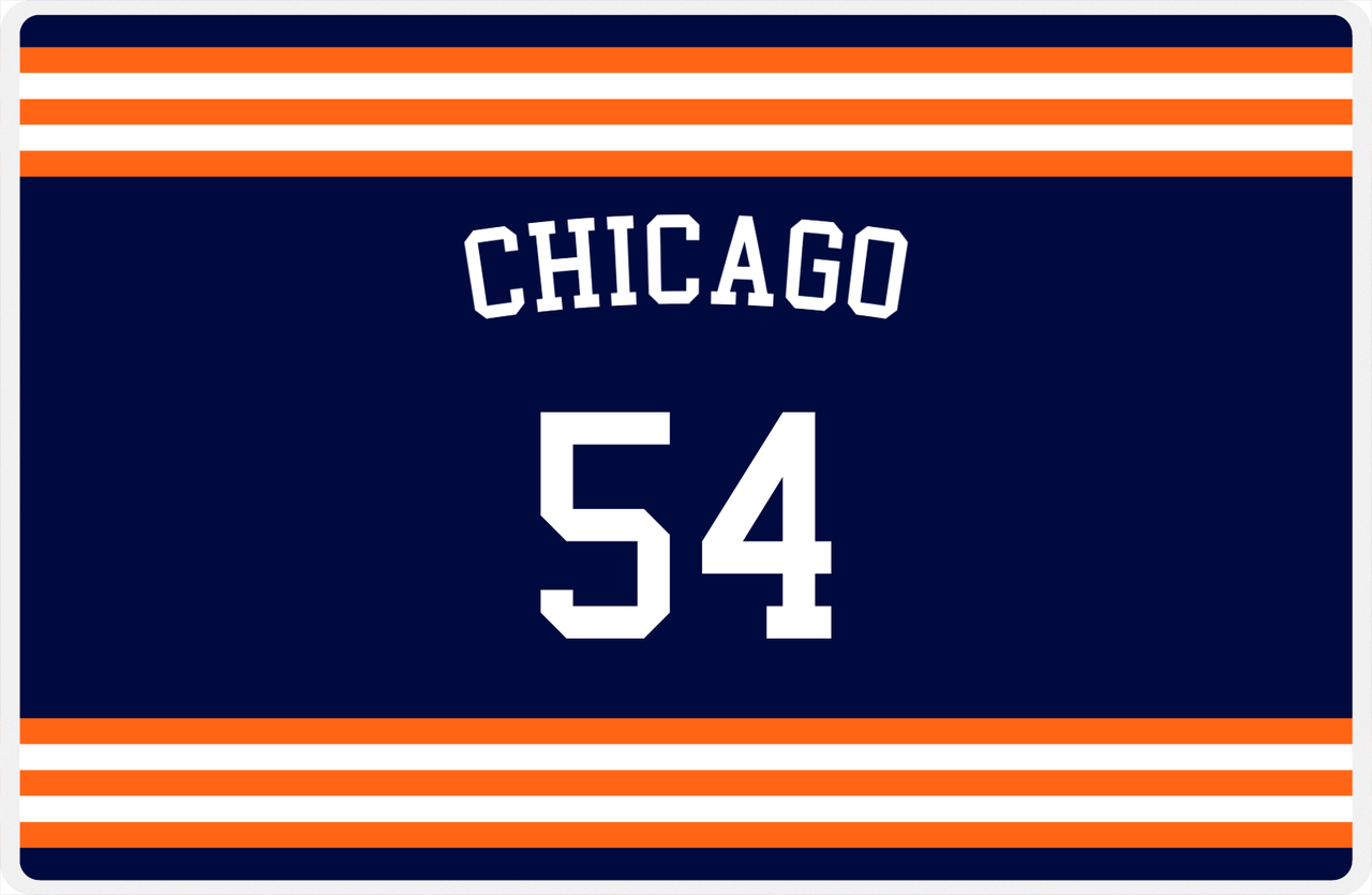 Personalized Jersey Number Placemat - Arched Name - Chicago - Double Stripe -  View