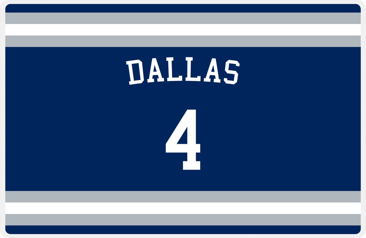 Personalized Jersey Number Placemat - Arched Name - Dallas - Single Stripe -  View