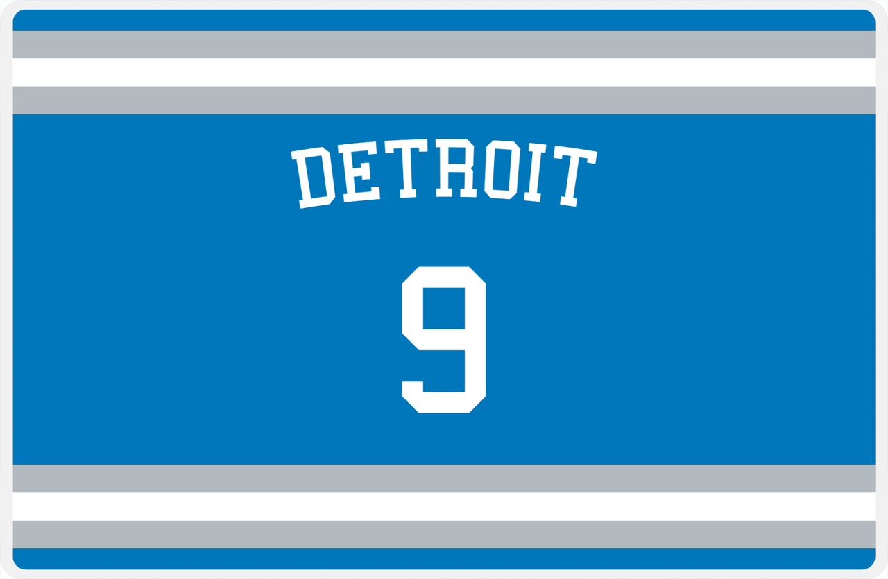Personalized Jersey Number Placemat - Arched Name - Detroit - Single Stripe -  View