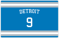 Thumbnail for Personalized Jersey Number Placemat - Arched Name - Detroit - Single Stripe -  View