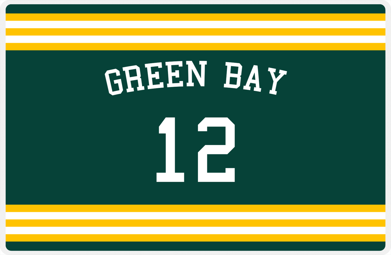 Personalized Jersey Number Placemat - Arched Name - Green Bay - Double Stripe -  View