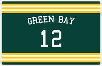 Thumbnail for Personalized Jersey Number Placemat - Arched Name - Green Bay - Double Stripe -  View