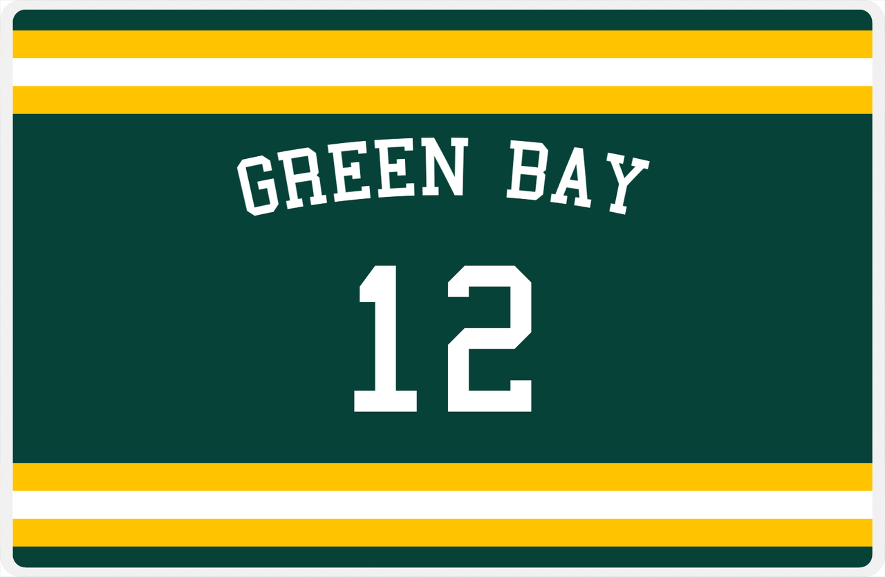 Personalized Jersey Number Placemat - Arched Name - Green Bay - Single Stripe -  View