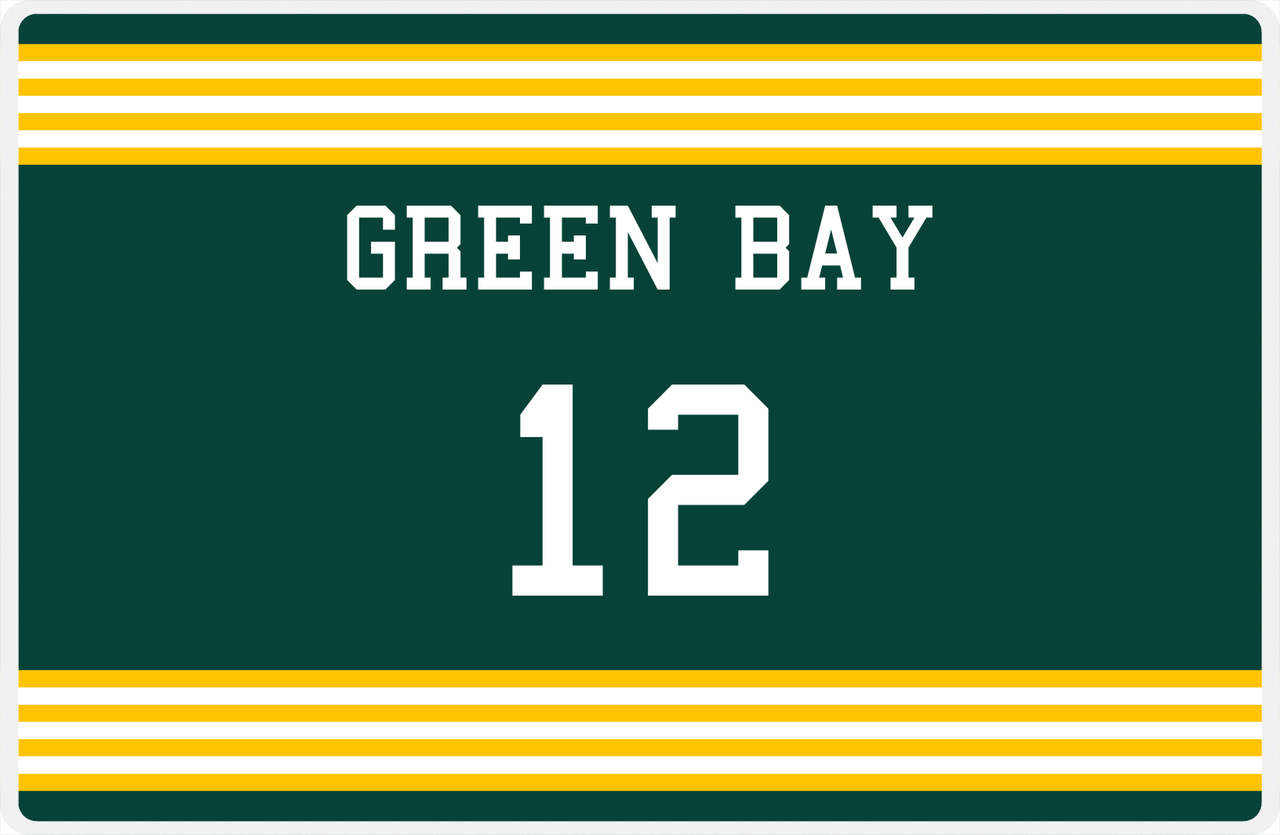Personalized Jersey Number Placemat - Green Bay - Triple Stripe -  View