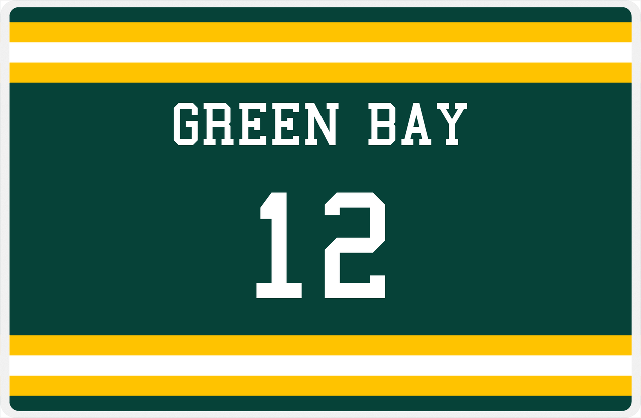 Personalized Jersey Number Placemat - Green Bay - Single Stripe -  View