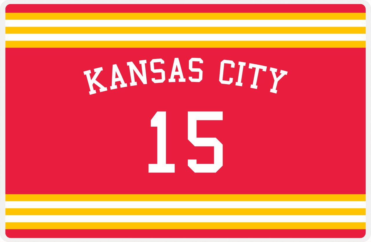 Personalized Jersey Number Placemat - Arched Name - Kansas City - Double Stripe -  View