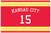 Thumbnail for Personalized Jersey Number Placemat - Arched Name - Kansas City - Double Stripe -  View