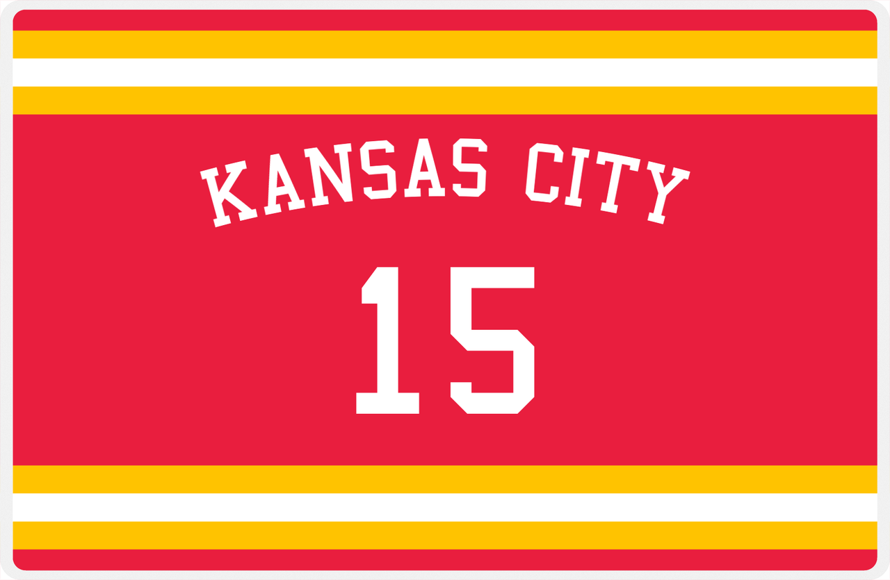 Personalized Jersey Number Placemat - Arched Name - Kansas City - Single Stripe -  View