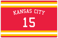 Thumbnail for Personalized Jersey Number Placemat - Arched Name - Kansas City - Single Stripe -  View