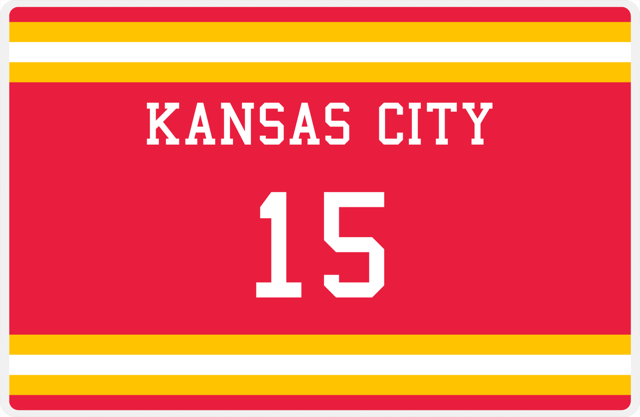 Personalized Jersey Number Placemat - Kansas City - Single Stripe -  View