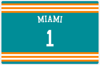 Thumbnail for Personalized Jersey Number Placemat - Arched Name - Miami - Double Stripe -  View