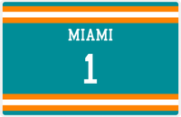Thumbnail for Personalized Jersey Number Placemat - Miami - Single Stripe -  View