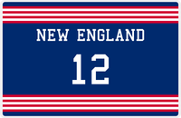Thumbnail for Personalized Jersey Number Placemat - New England - Triple Stripe -  View