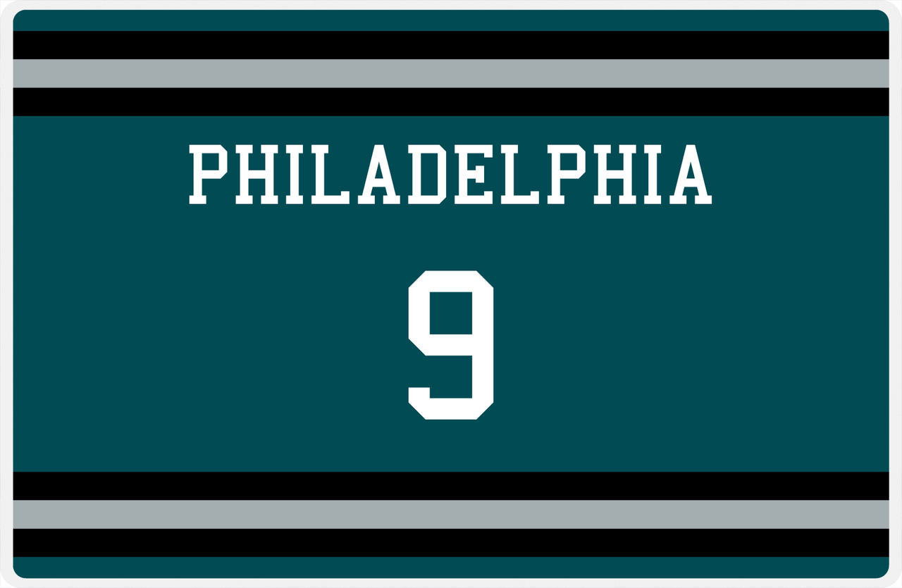 Personalized Jersey Number Placemat - Philadelphia - Single Stripe -  View
