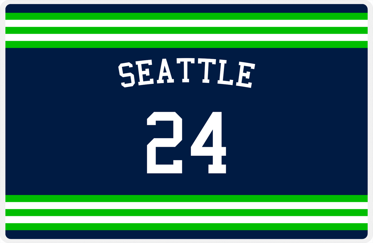 Personalized Jersey Number Placemat - Arched Name - Seattle - Double Stripe -  View