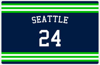 Thumbnail for Personalized Jersey Number Placemat - Arched Name - Seattle - Double Stripe -  View