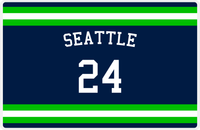 Thumbnail for Personalized Jersey Number Placemat - Arched Name - Seattle - Single Stripe -  View