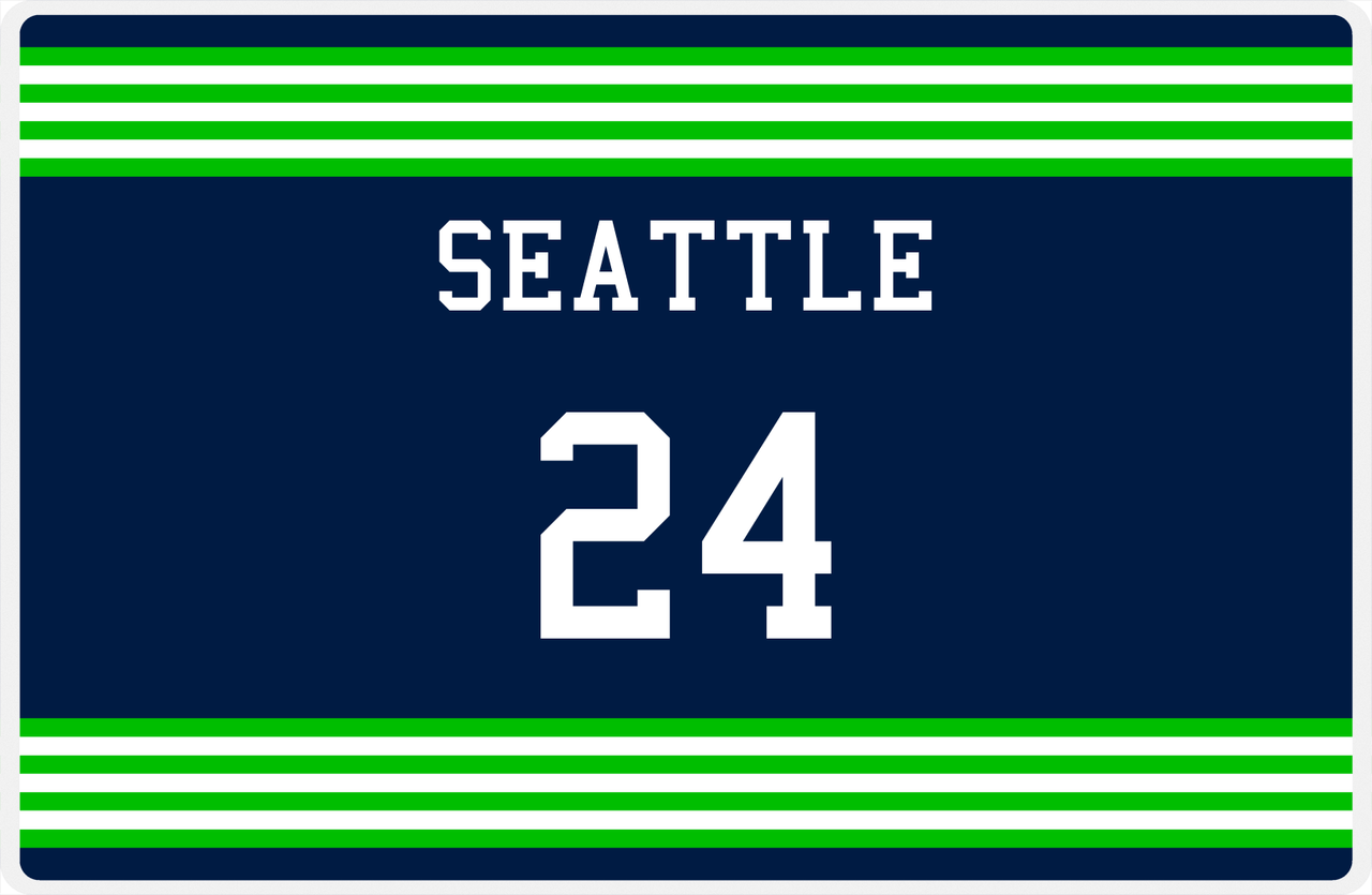 Personalized Jersey Number Placemat - Seattle - Triple Stripe -  View