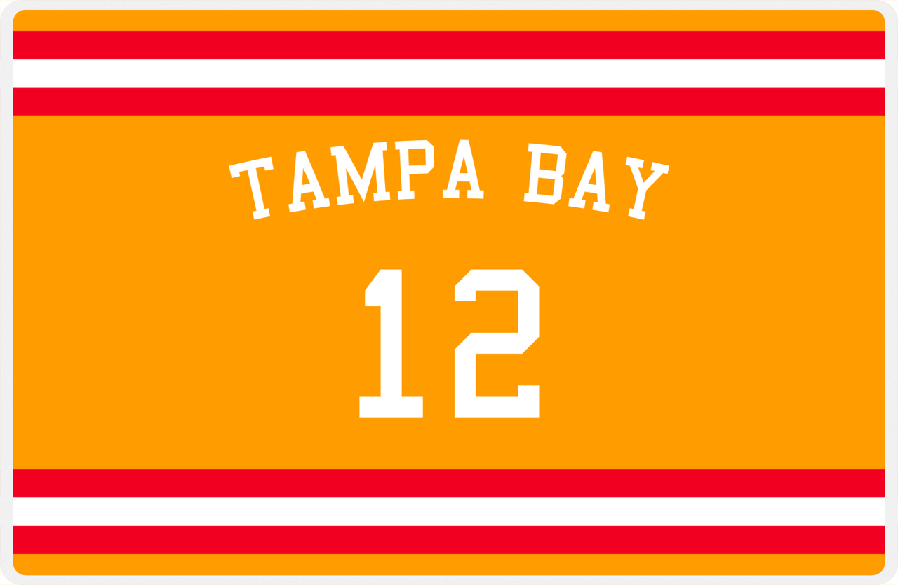 Personalized Jersey Number Placemat - Arched Name - Tampa Bay - Single Stripe -  View