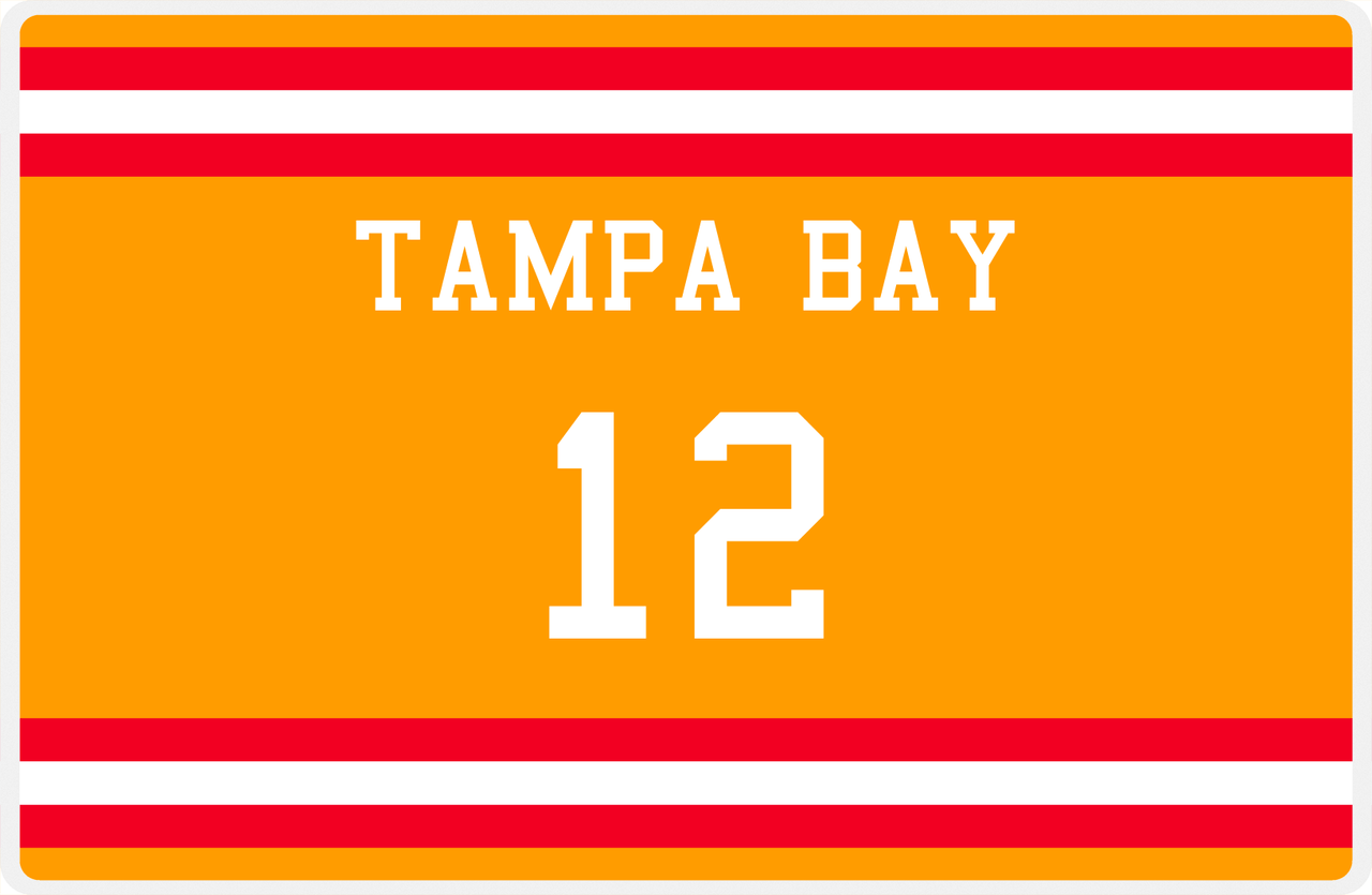 Personalized Jersey Number Placemat - Tampa Bay - Single Stripe -  View