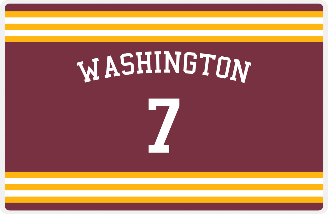 Personalized Jersey Number Placemat - Arched Name - Washington - Double Stripe -  View