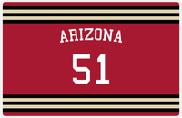 Thumbnail for Personalized Jersey Number Placemat - Arched Name - Arizona - Double Stripe -  View