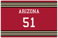 Thumbnail for Personalized Jersey Number Placemat - Arizona - Triple Stripe -  View