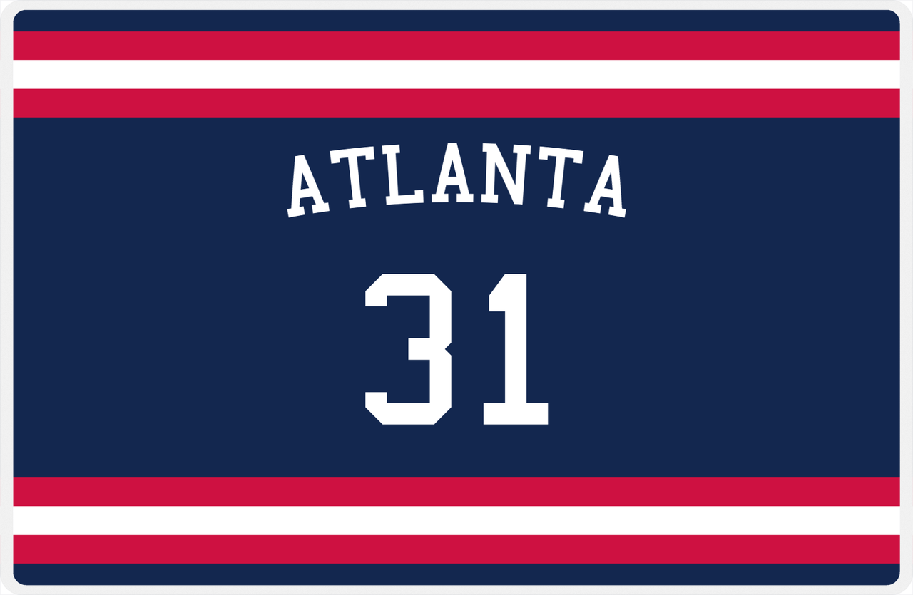 Personalized Jersey Number Placemat - Arched Name - Atlanta - Single Stripe -  View