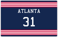 Thumbnail for Personalized Jersey Number Placemat - Atlanta - Triple Stripe -  View