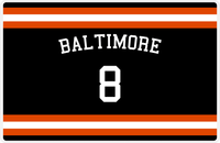 Thumbnail for Personalized Jersey Number Placemat - Arched Name - Baltimore - Single Stripe -  View