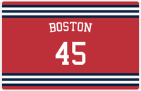 Thumbnail for Personalized Jersey Number Placemat - Arched Name - Boston - Double Stripe -  View