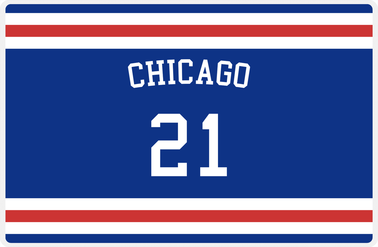 Personalized Jersey Number Placemat - Arched Name - Chicago - Single Stripe -  View