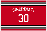 Thumbnail for Personalized Jersey Number Placemat - Arched Name - Cincinnati - Double Stripe -  View