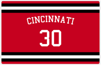 Thumbnail for Personalized Jersey Number Placemat - Arched Name - Cincinnati - Single Stripe -  View