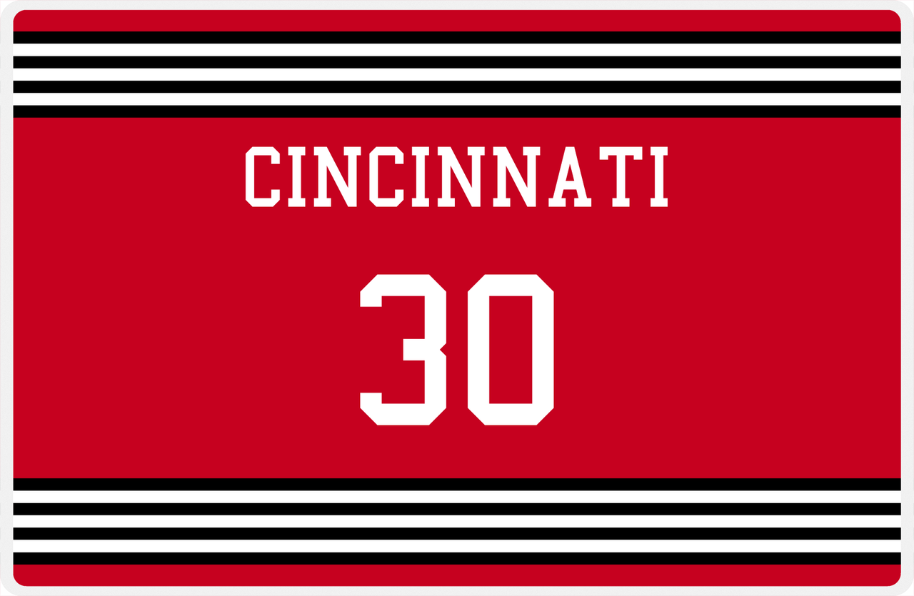Personalized Jersey Number Placemat - Cincinnati - Triple Stripe -  View
