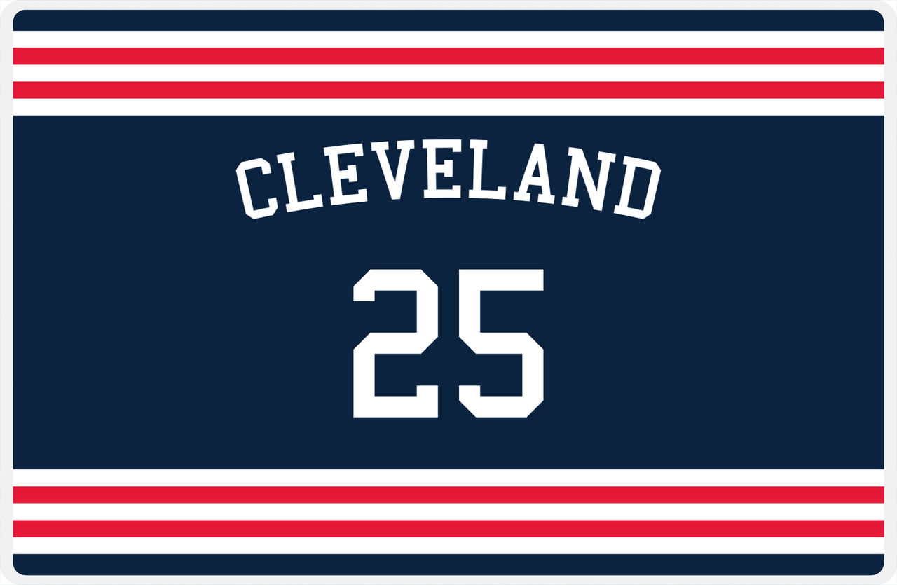 Personalized Jersey Number Placemat - Arched Name - Cleveland - Double Stripe -  View