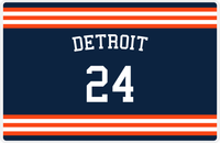 Thumbnail for Personalized Jersey Number Placemat - Arched Name - Detroit - Double Stripe -  View