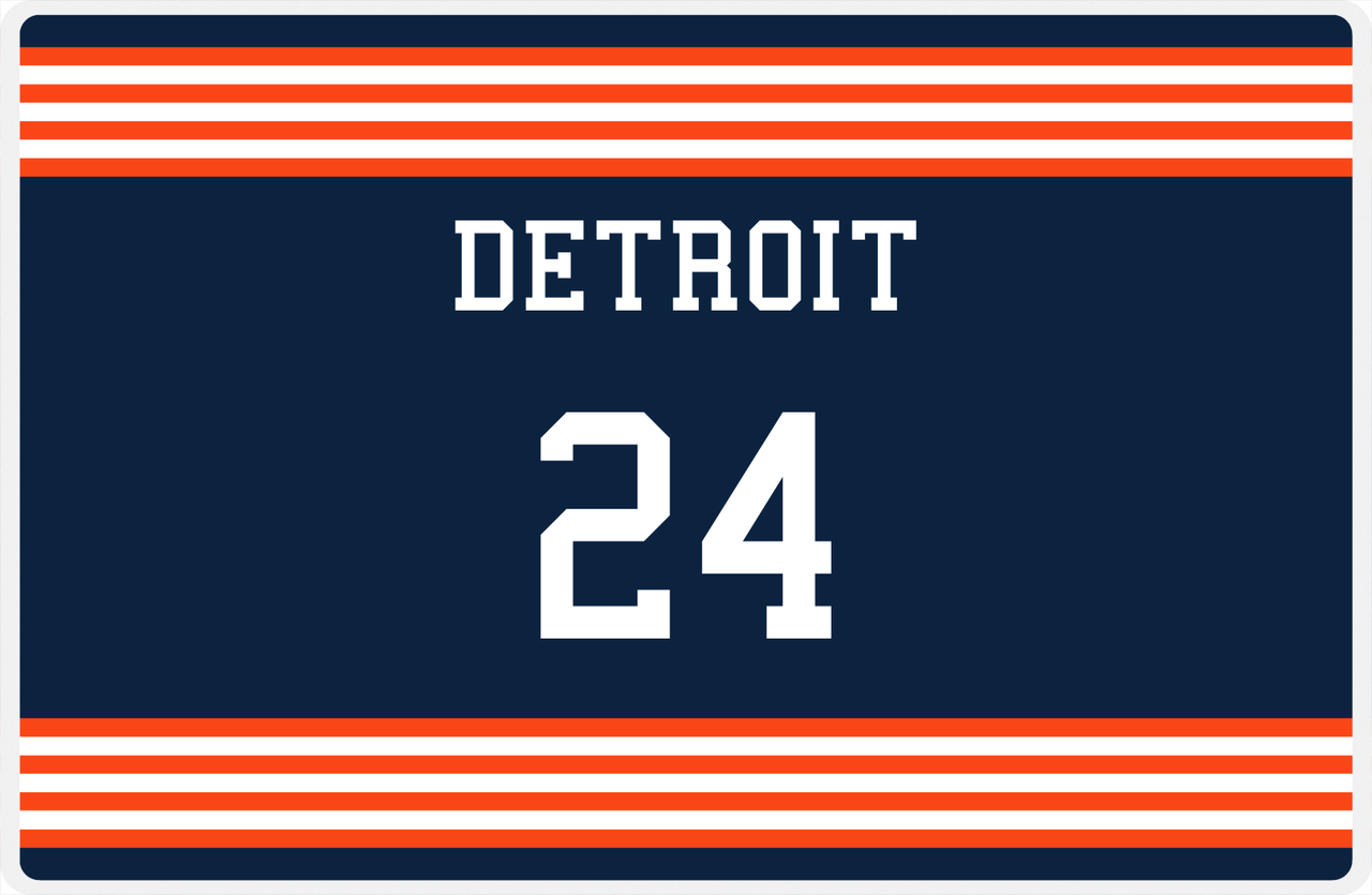 Personalized Jersey Number Placemat - Detroit - Triple Stripe -  View