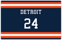 Thumbnail for Personalized Jersey Number Placemat - Detroit - Single Stripe -  View