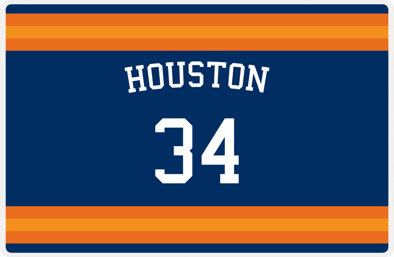 Personalized Jersey Number Placemat - Arched Name - Houston - Single Stripe -  View