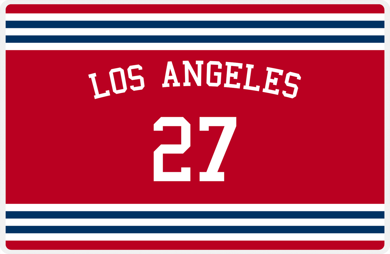 Personalized Jersey Number Placemat - Arched Name - Los Angeles - Double Stripe -  View